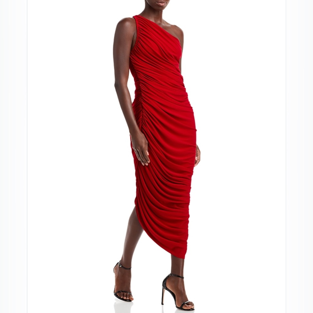 NY&co. Asymmetric Ruched Knit Dress Women plus XXL Elegant Red One-Shoulder new